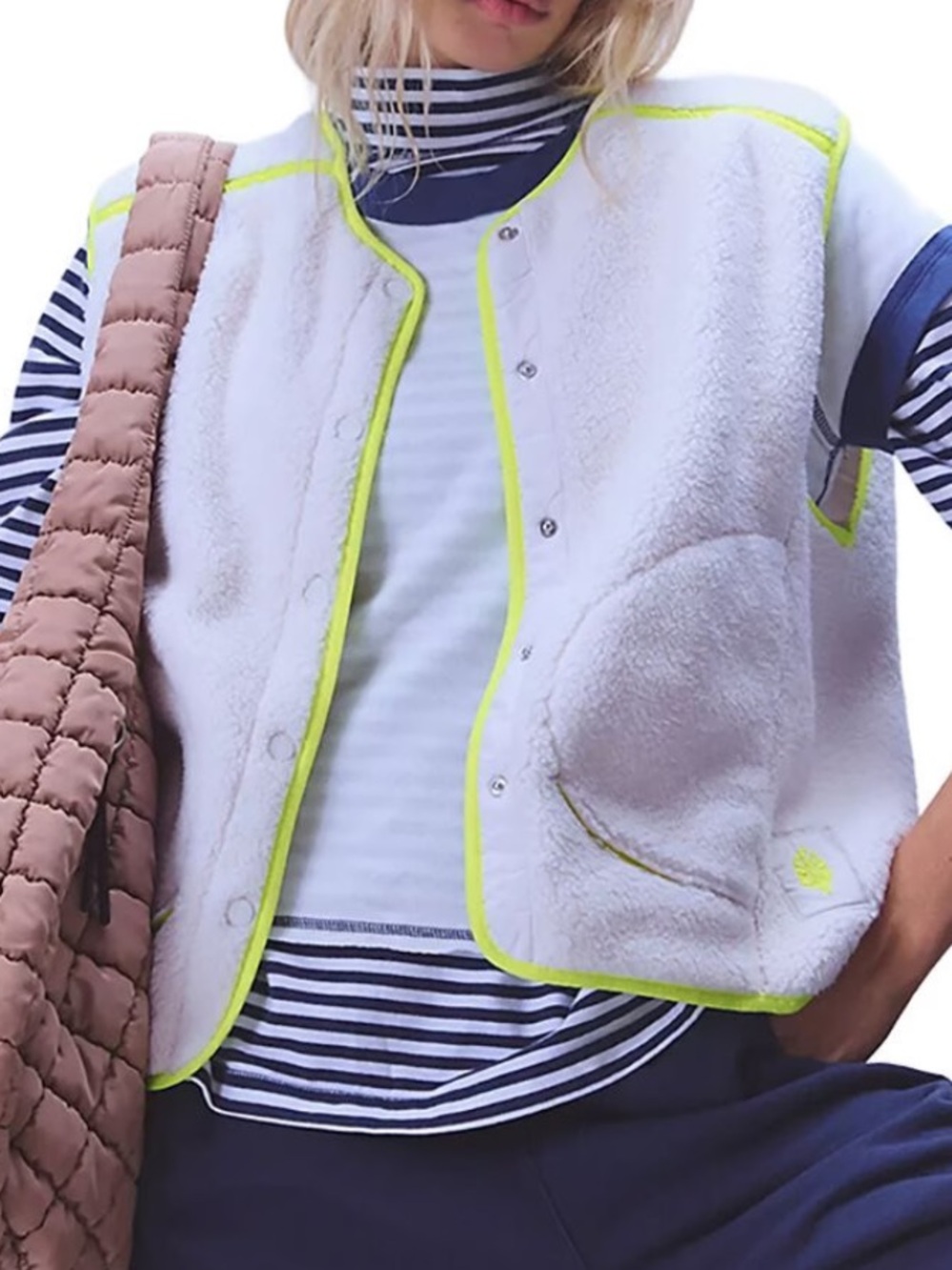 NWT FP MOVEMENT Mountain high fleece vest Cream Sherpa Vest size medium